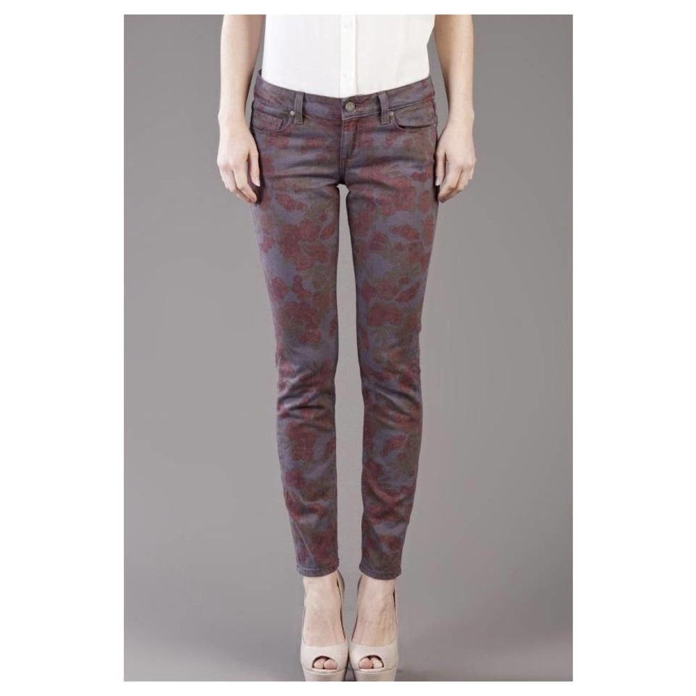 Paige Skyline Ankle Peg Floral Print Jean